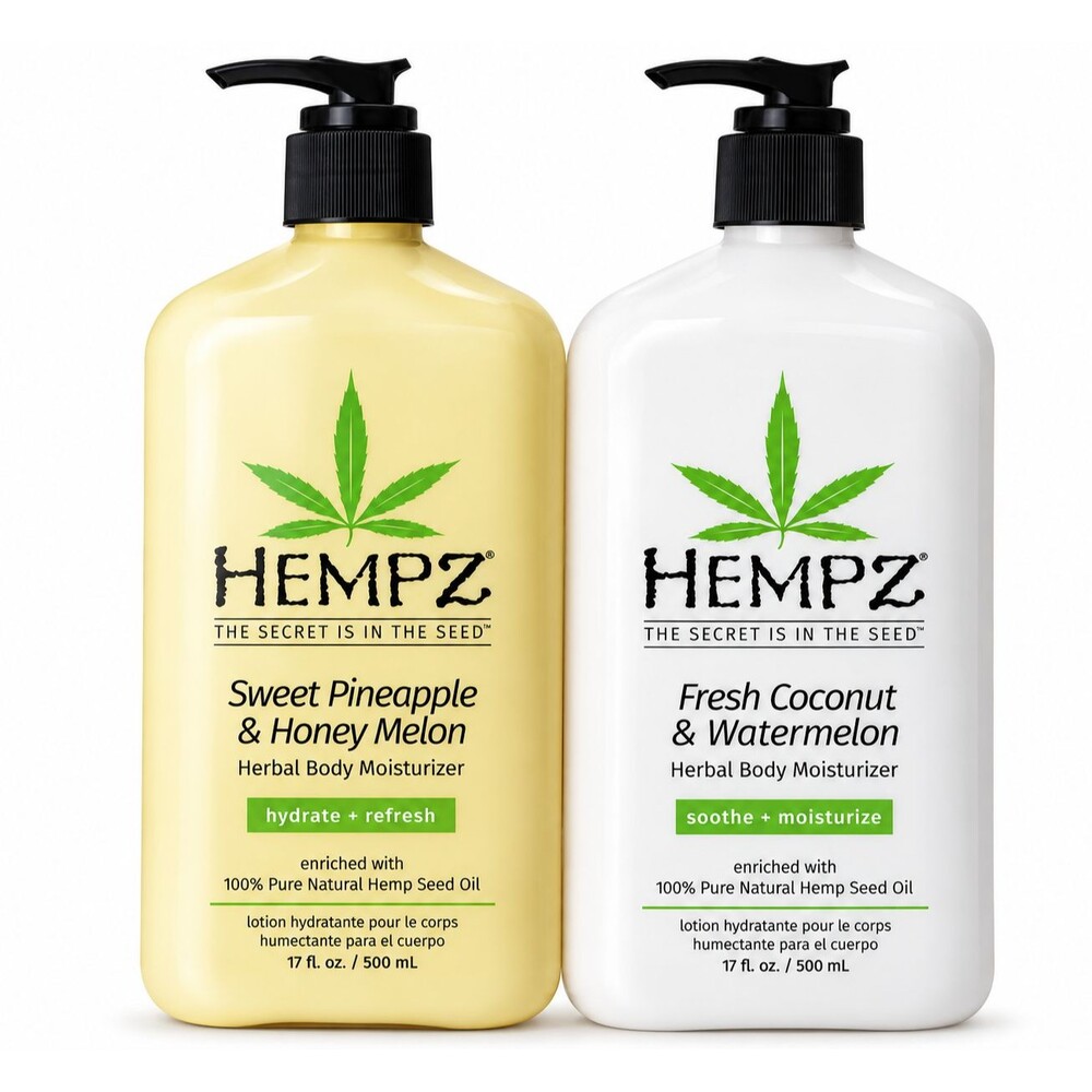 Hempz Body Lotion 17 oz 2-Pack Sweet Pineapple Honey Melon + Coconut Watermelon